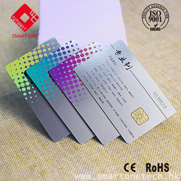  Silver brushed metal contact IC card with laser mark and Latest chip ISSI24C64