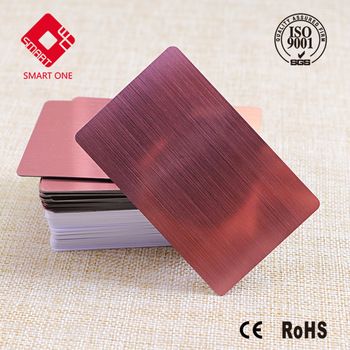 China supplier super quality luxury hologram brushed  rose-red blank card