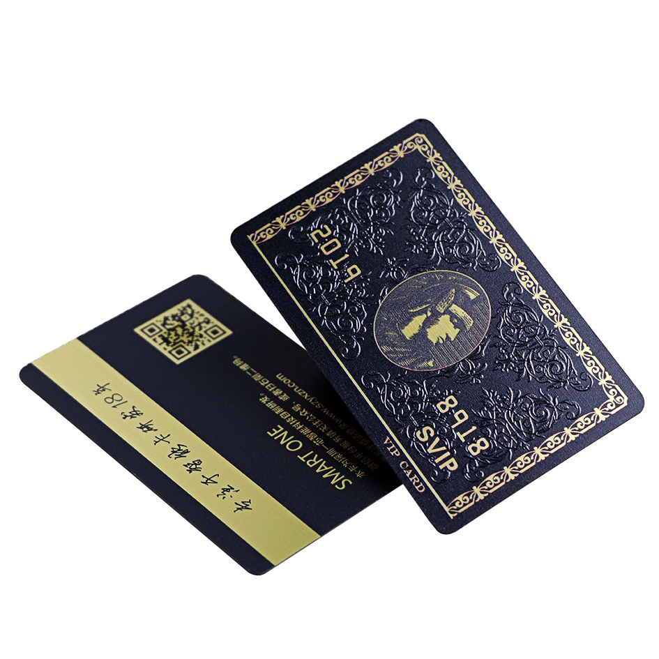 Custom Printing Gold Brushed Relief VIP Card With QR CodeCard Supplier